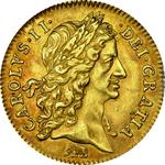 England / Guinea 1663 King Charles II, First Bust / With elephant below - obverse photo