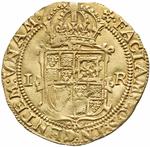 Unite of King James I, Fourth Bust, 1605 - 1615: Photo James I Gold Unite Cinquefoil Mint Mark / thumbnail