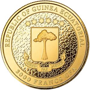 Equatorial Guinea / Gold Ounce 2023 Giraffe - obverse photo