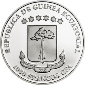 Equatorial Guinea / One Thousand Francs Silver 2015 Butterflies in 3D - obverse photo