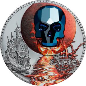 Equatorial Guinea / Silver Ounce 2019 Crystal Skull - Luna de Sangre - reverse photo