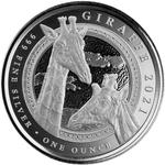Equatorial Guinea / Silver Ounce 2021 Giraffe - reverse photo
