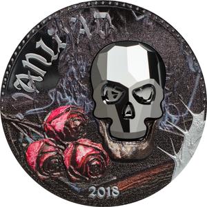Equatorial Guinea / Silver Ounce 2018 Crystal Skull - Vanity - reverse photo