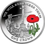 Falkland Islands / One Crown 2014 Cross of Sacrifice / Coloured Reverse - reverse photo