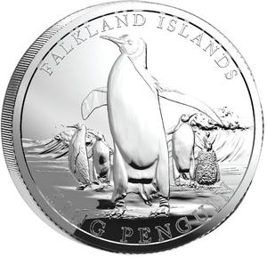 Falkland Islands / Silver Ounce 2025 King Penguin - reverse photo