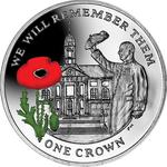 Falkland Islands / One Crown 2014 Royal Chelsea Hospital / Coloured Reverse - reverse photo