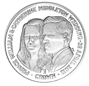Falkland Islands / One Crown 2011 Royal Wedding - reverse photo