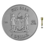 Silver Ounce 2024 Darts: Photo 2024 1oz Fiji Dart .999 Silver Coloured Antique Coin / thumbnail