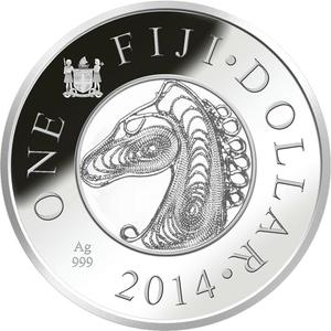 Fiji / One Dollar 2014 Year of the Horse, Filigree - obverse photo
