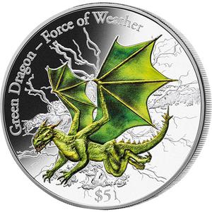Fiji / Silver Three Ounces 2016 Green Dragon - reverse photo