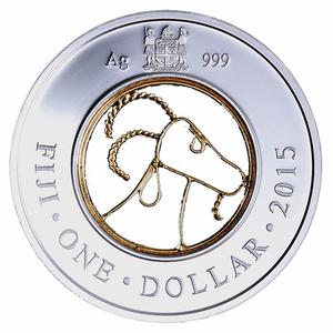 Fiji / One Dollar Silver 2015 Year of the Goat - obverse photo