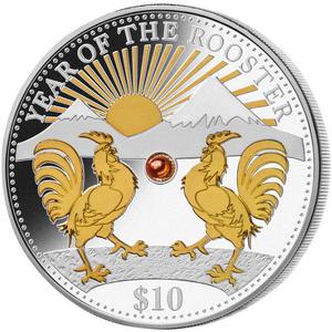 Fiji / Silver Ounce 2017 Pearl Lunar Rooster - reverse photo