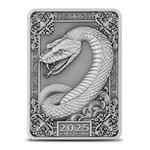 Silver Ounce 2025 Year of the Snake: Photo 2025 1 oz Antique Fiji Silver Snake Rectangular Coin / thumbnail