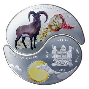Fiji / Silver Ounce 2015 Year of the Goat - Ying Yang - reverse photo