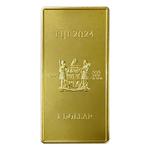 Silver Ounce 2024 Year of the Dragon: Photo 2024 1oz Fiji Dragon .999 Silver High Relief Gold-Gilded Silver Coin Bar / thumbnail