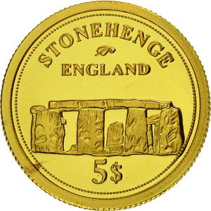 Fiji / Five Dollars 2006 Gold Stonehenge - reverse photo