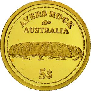 Fiji / Five Dollars 2006 Gold Ayers Rock - reverse photo