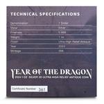 Silver Ounce 2024 Year of the Dragon, UHR: Photo Coin, Fiji, Silver Ounce 2024 Year of the Dragon, UHR / thumbnail