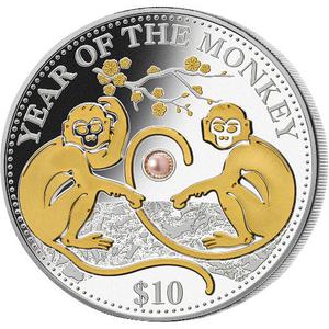 Fiji / Silver Ounce 2016 Pearl Lunar Monkey - reverse photo