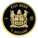 Gold Ounce 2023 Unicorn: Photo 2023 1 oz Fiji Unicorn 999 Gold BU Coin / thumbnail