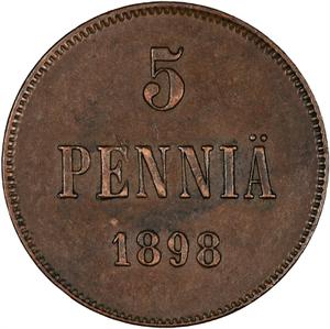 Finland, Grand Duchy of / Five Pennia 1898 - reverse photo
