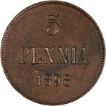 Five Pennia 1898: Photo Coin, Finland, Grand Duchy of, Five Pennia 1898 / thumbnail