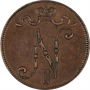 Finland, Grand Duchy of / Five Pennia 1898 - obverse photo