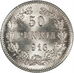 Finland, Grand Duchy of / Fifty Penniä 1916 - reverse photo