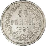 Fifty Pennia 1891: Photo Coin, Finland, Grand Duchy of, Fifty Pennia 1891 / thumbnail