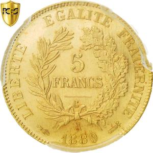 France / Five Francs Gold 1889 - reverse photo