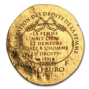 France / Gold Quarter Ounce 2017 Olympe de Gouges - reverse photo