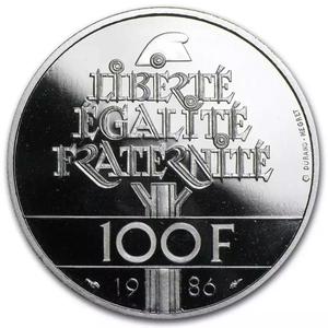 France / Platinum Twenty Grams 1986 Statue of Liberty - reverse photo