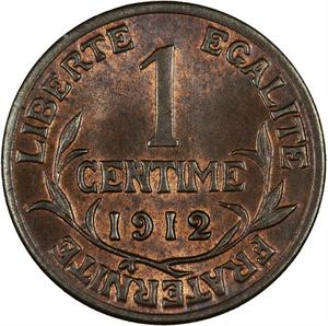 France / One Centime 1912 - reverse photo