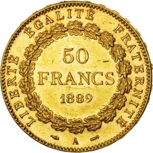 France / Fifty Francs 1889 - reverse photo