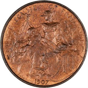 France / Ten Centimes 1907 - reverse photo