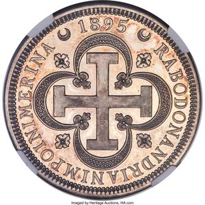 Madagascar, French / Five Francs 1895 Cross - reverse photo