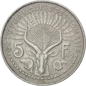 French Somaliland / Five Francs 1959 - reverse photo