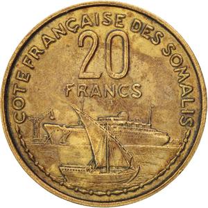 French Somaliland / Twenty Francs 1952 - reverse photo