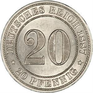 German Empire / Twenty Pfennig 1887 - reverse photo