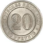 Twenty Pfennig 1887: Photo Coin, German Empire, Twenty Pfennig 1887 / thumbnail