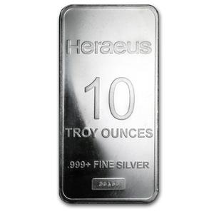 Germany / Silver Ten Ounces Bar - Heraeus - reverse photo