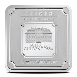 Germany / Silver One Hundred Ounces Bar - Geiger, Square - reverse photo