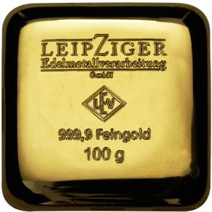 Germany / Gold One Hundred Grams Bar - LEV, Square - reverse photo