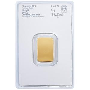 Germany / Gold Five Grams Bar - Heraeus - reverse photo