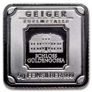 Germany / Silver Five Grams Bar - Geiger, Square - reverse photo