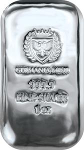 Germany / Silver Ounce - Germania Mint Cast Bar - reverse photo