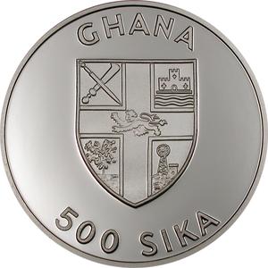 Ghana / Five Hundred Sika Silver 2003 Leatherback Turtle - obverse photo