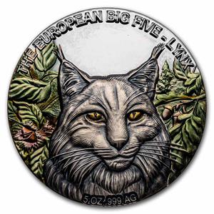 Ghana / Silver Five Ounces 2021 Lynx - reverse photo