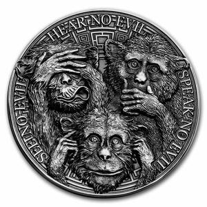 Ghana / Silver Ounce 2022 Three Wise Monkeys - reverse photo