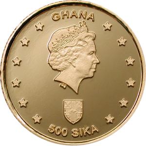 Ghana / Five Hundred Sika Gold 2002 Phoenician Ship - obverse photo